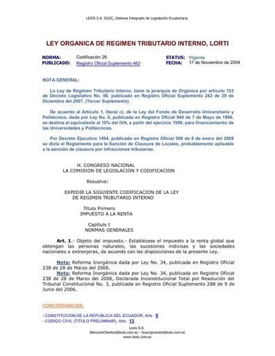 Ley Orgánica de Régimen Tributario