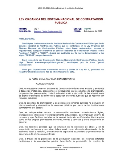 Ley Orgánica de Contratación Pública
