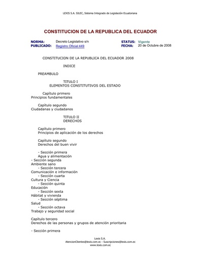 Constitución Política de la Republica del Ecuador