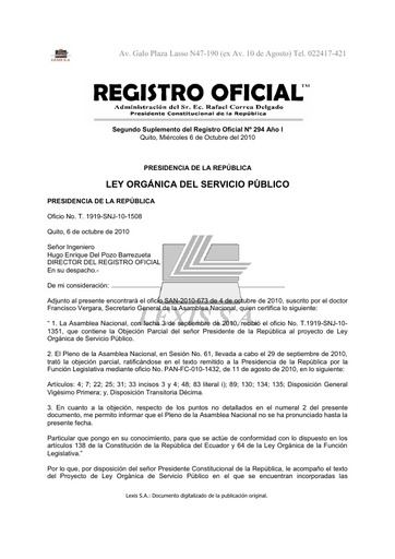 Ley Orgánica del Servicio Público