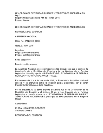 Ley Orgánica de Tierras Rurales y Territorios Ancestrales