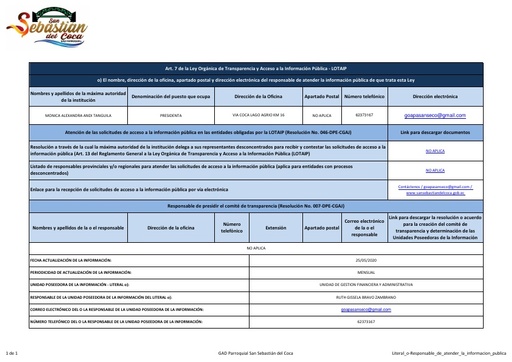 Literal o Responsable de atender la informacion publica