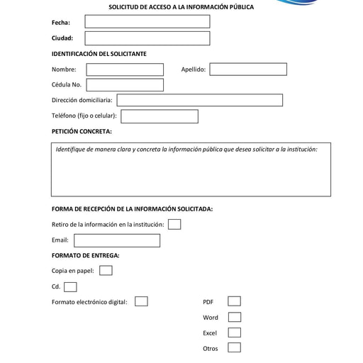 Literal f2 Formulario solicitud acceso a la informacion publica